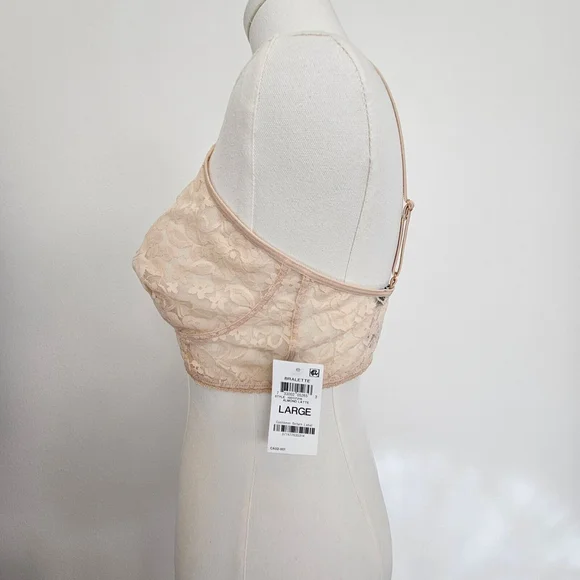I.N.C. International Concepts Womens Lace Bralette Almond Latte Large Adjustable - Picture 3 of 12